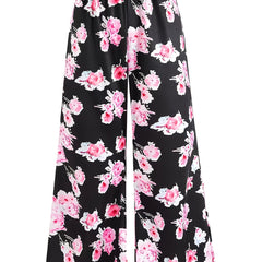 Women's Plus Floral Print Wide Leg Trousers With Pockets