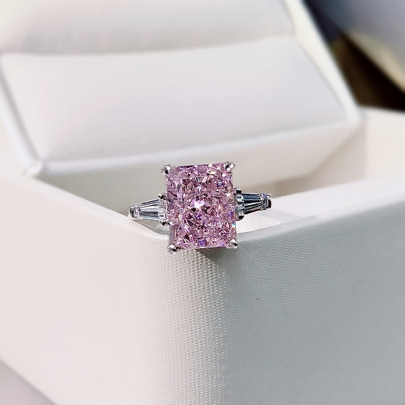 Square Pink Zircon Ring Size 5 10