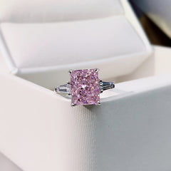 Square Pink Zircon Ring Size 5 10