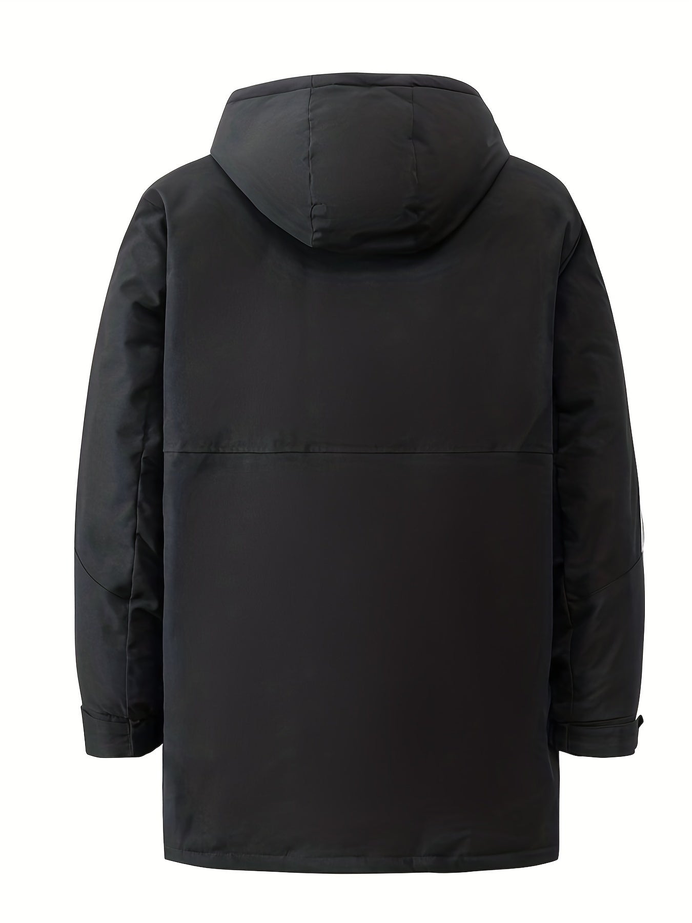 Men's Hooded Puffer Jacket Warm Winter Big Pockets Solid Coat