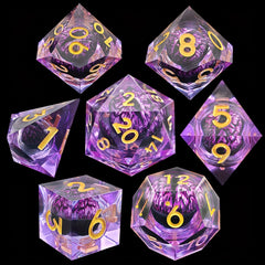 Dragon's Eye Resin Quicksand Dice Set Purple Green Halloween Props