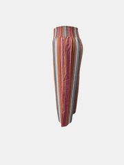  Boho Pants Women's Plus Colorblock Stripe Print Wide Leg Trousers