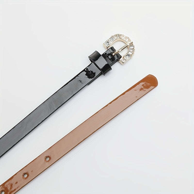 Bright Candy PU Belt Thin Patent Leather Belt For Women