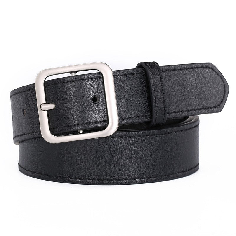 Wide Square Buckle Belt Casual Needle Buckle Belt PU Leather Belts