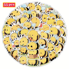 Cute Bee Stickers Set - 52pcs/55pcs - Cartoon Style - Reusable
