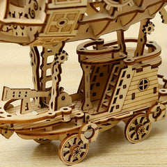 3D Wooden Airship Puzzle DIY Wooden Blimp Model Adult's Toy