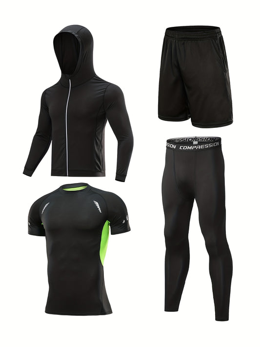 Men's Hooded Jacket Hoodie Set Quick drying Gym Outfit
