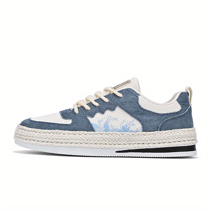 Men's Breathable Canvas Skate Shoes Low Top Lace Up Sneakers