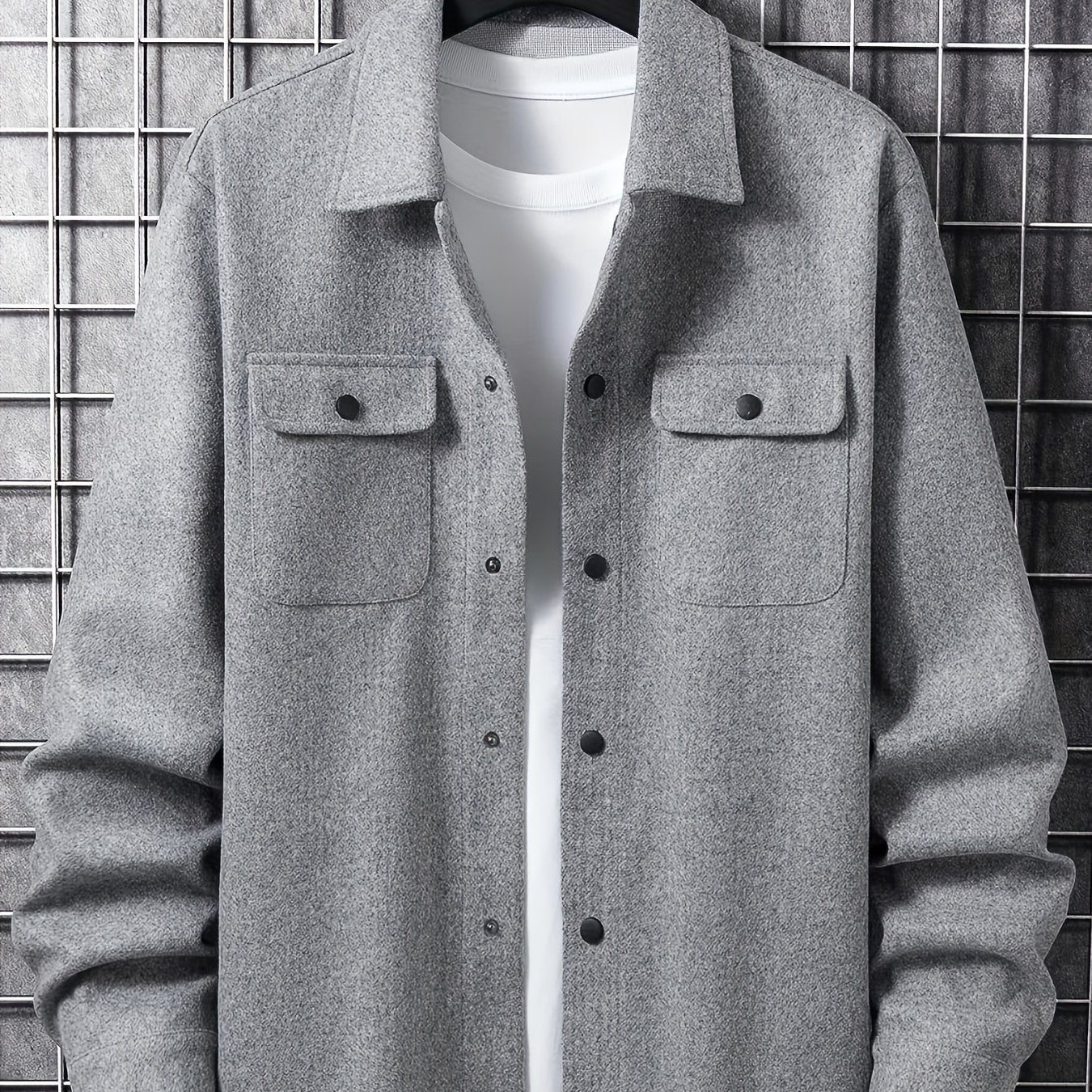Men's Solid Jacket Spring Autumn Button Up Jacket For Males