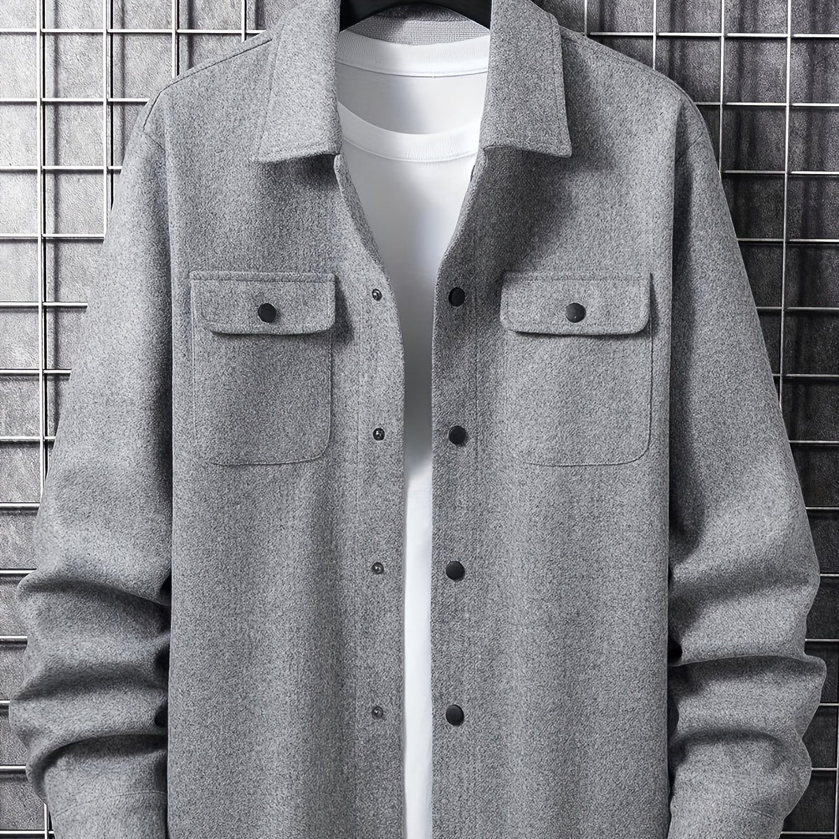 Men's Solid Jacket Spring Autumn Button Up Jacket For Males