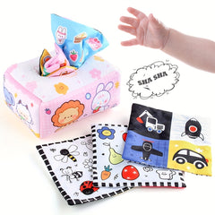 Baby Puzzle Cloth Book Toy Animal Washable Tissue Box