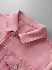 Men's Pink Cotton Casual Button Down Jacket