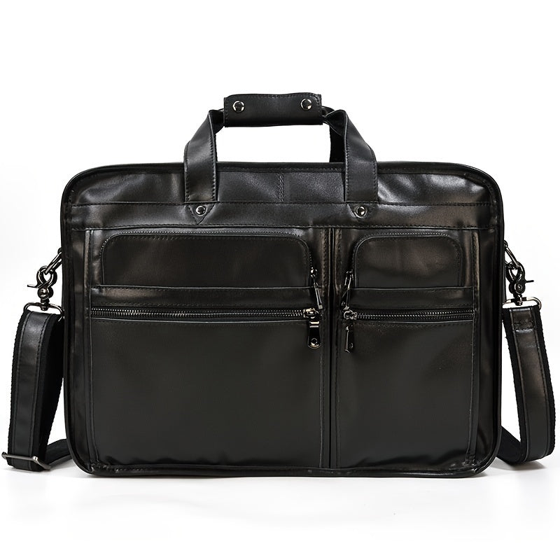 Men's Leather Briefcase Large Business Bag Dark Brown