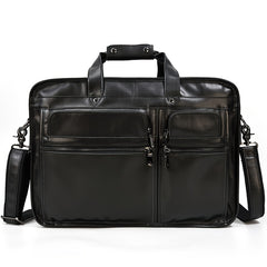 Men's Leather Briefcase Large Business Bag Dark Brown