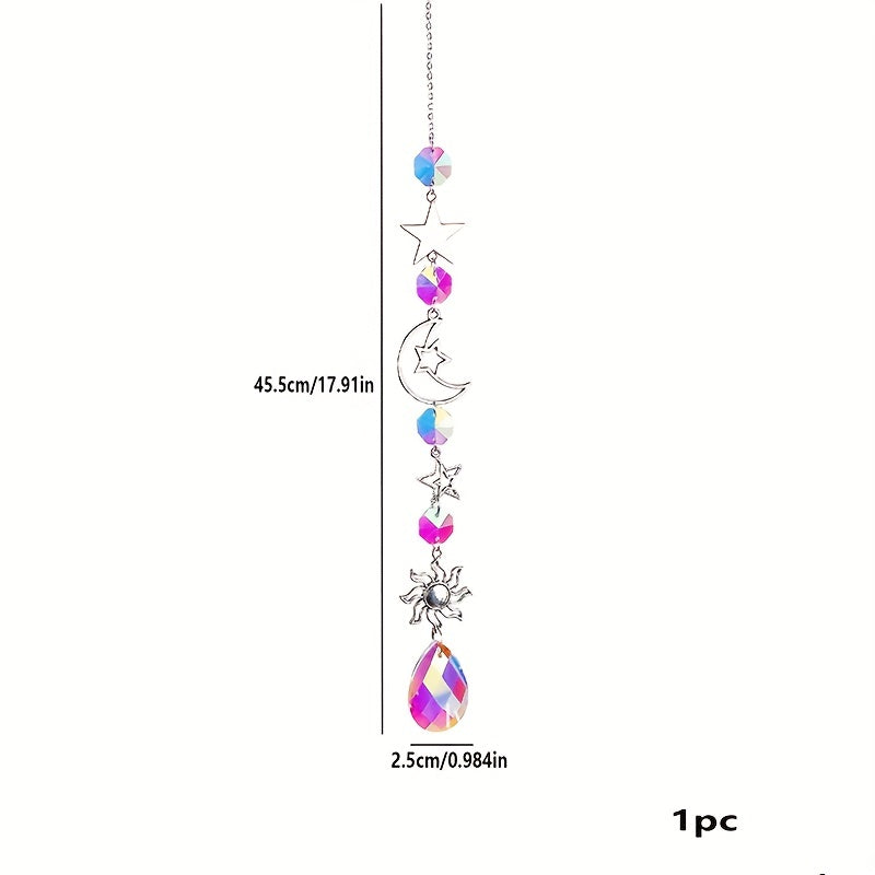 Moon Crystal Pendant Stained Glass Window Hanging