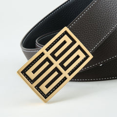 Golden Double Sided Pebbled Smooth Leather Strap