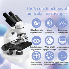 Binocular Compound Microscope 40X 2000X with Dual Mechanical Stages