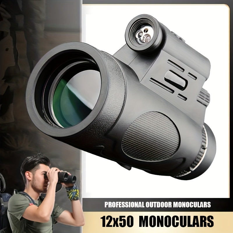 12x50 HD Monocular Telescope BAK4 Prism Camping Mountaineering Hiking