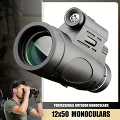12x50 HD Monocular Telescope BAK4 Prism Camping Mountaineering Hiking
