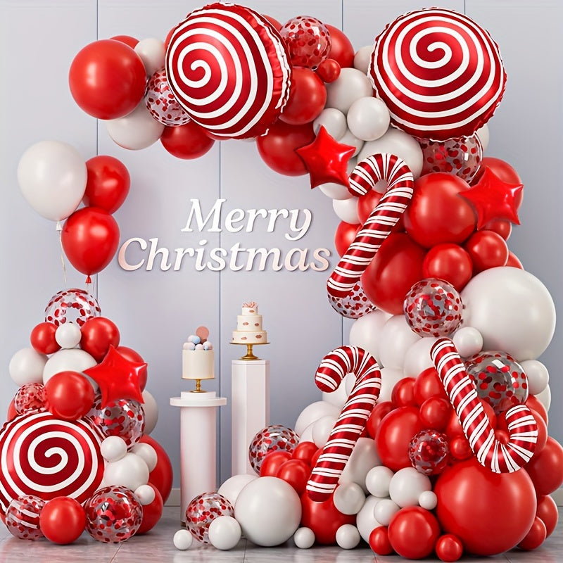 90pcs Red Christmas Balloons Set with Accessories for Party Decor