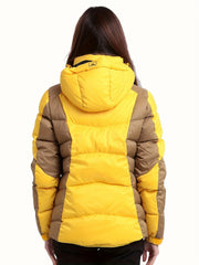 Women Long Down Jacket Two Tone Winter Puffy Coat Hoodie