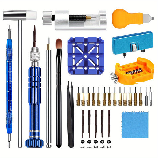 34pcs Watch Repair Kit w/ Link Removal & Resizing Tools & Opener Screwdriver Set