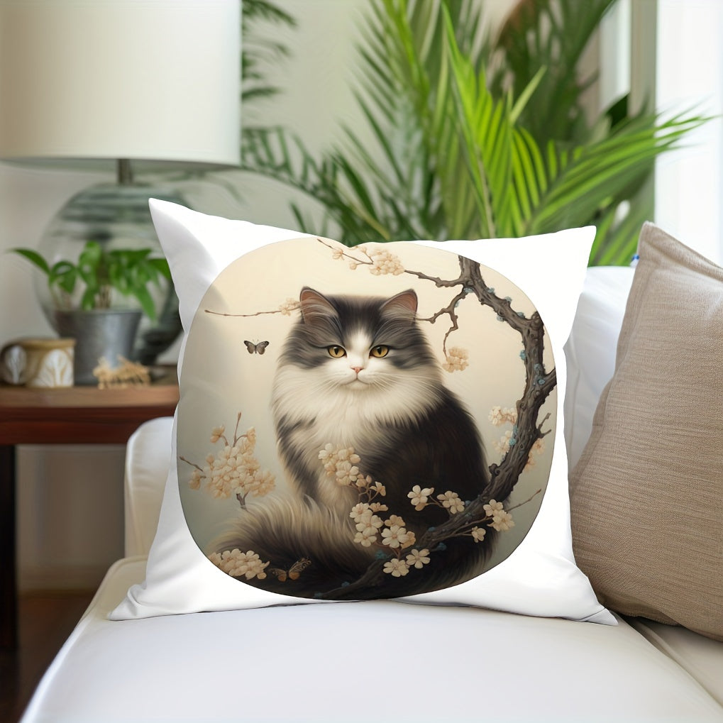 Cat Printed Throw Pillow Cover Home Decor
