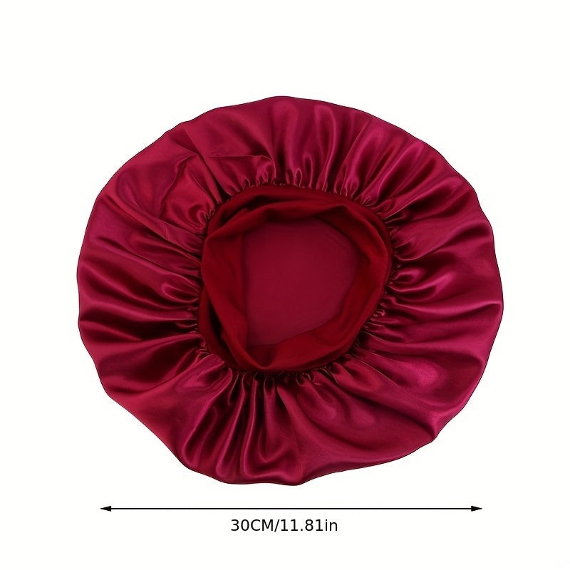 Wide Elastic Band Satin Sleep Bonnet Soft Night Sleeping Cap