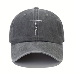 Vintage Distressed Baseball Cap With Faith Letter Sun Print