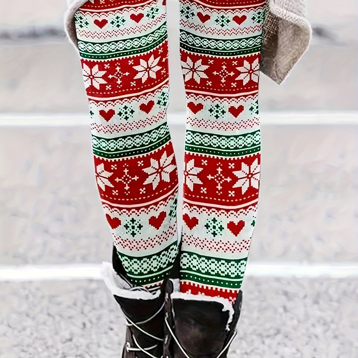  Geometric & Heart Print High Rise Leggings