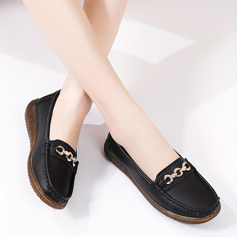 Rhinestone Flat Loafers Soft Sole Non Slip Shoes Women's Walking Flats