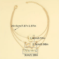 Zodiac Symbols Thin Chain Anklet Friendship Bracelet Gift For Women