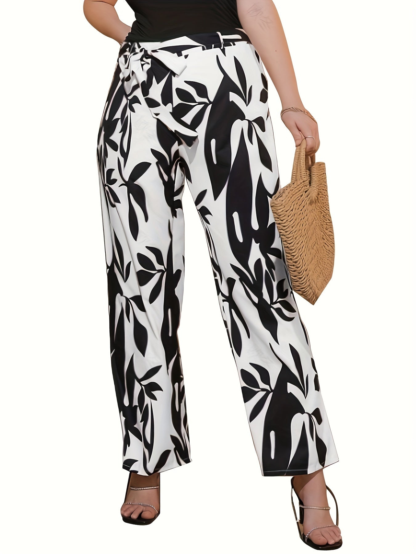  Boho Floral Wide Leg Pants