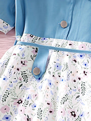 Girls Short Sleeve Floral Button Front Dress Kids Summer Clothes