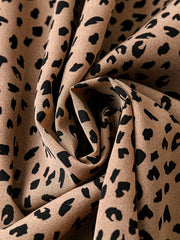  Leopard Print Long Sleeve Round Neck Dress