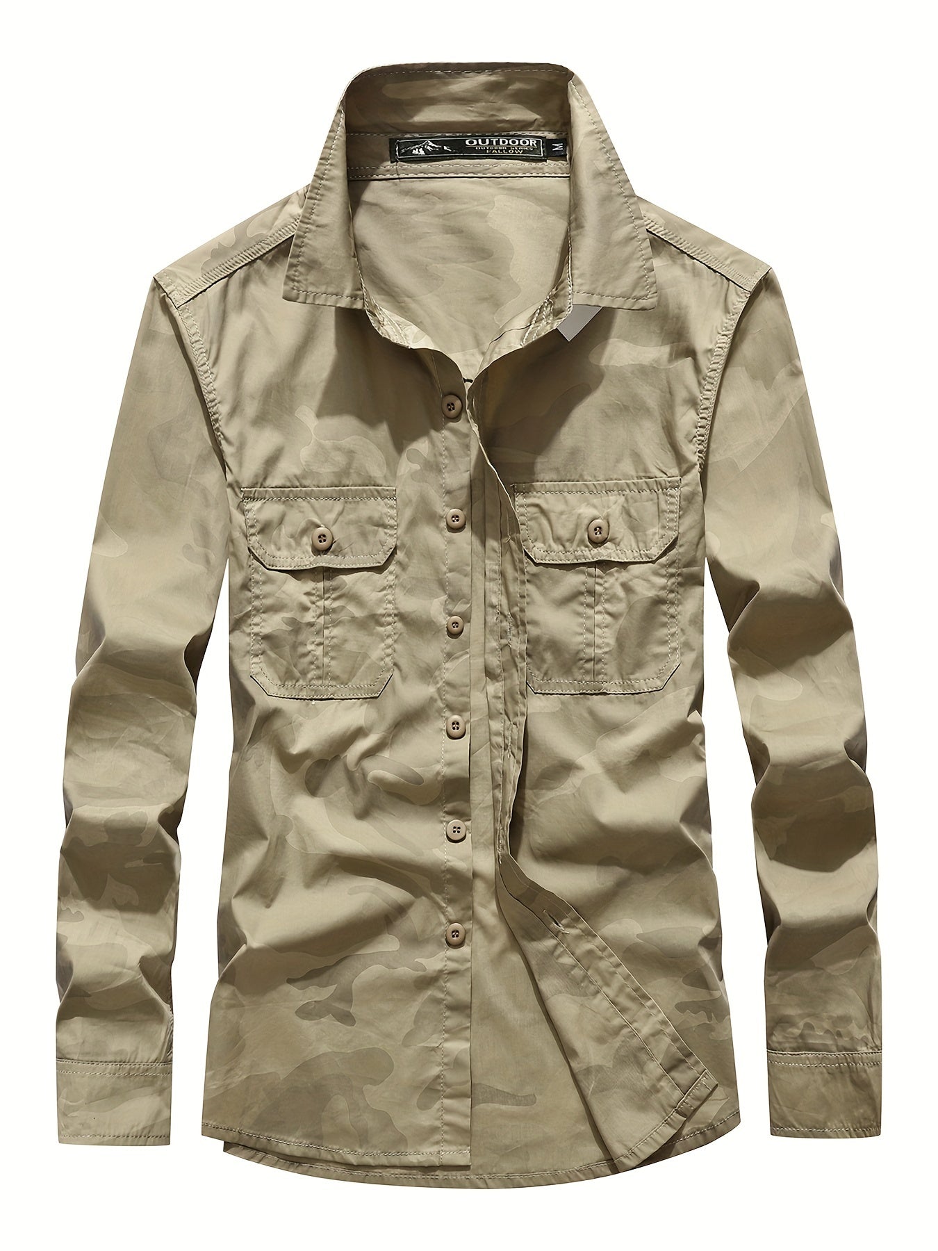Men's Camo Pattern Button Up Long Sleeve Shirt