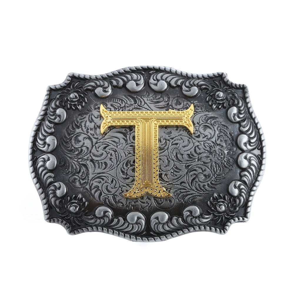 Casual Western Denim Letter T Belt Buckle