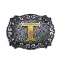 Casual Western Denim Letter T Belt Buckle