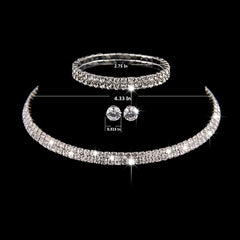 Zircon Bridal Jewelry Set: Necklace, Earrings, Bracelet