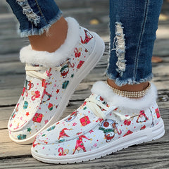 Women's Christmas Snow Boots with Dwarf & Snowflake Cartoon Patterns
