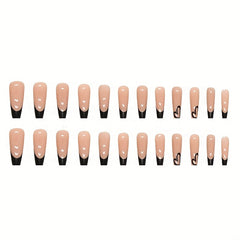 Pink Coffin Nails with Tip and Heart Acrylic Press On Nails