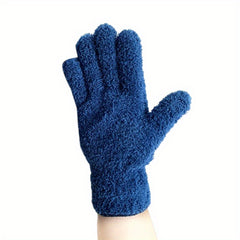 Green Microfiber Cleaning Gloves for Dusting Kitchen Furniture Car Interiors