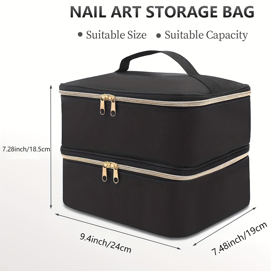 Double Layer Cosmetic Bag Nail Polish Essential Storage Makeup Organizer