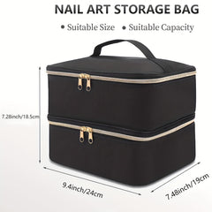 Double Layer Cosmetic Bag Nail Polish Essential Storage Makeup Organizer
