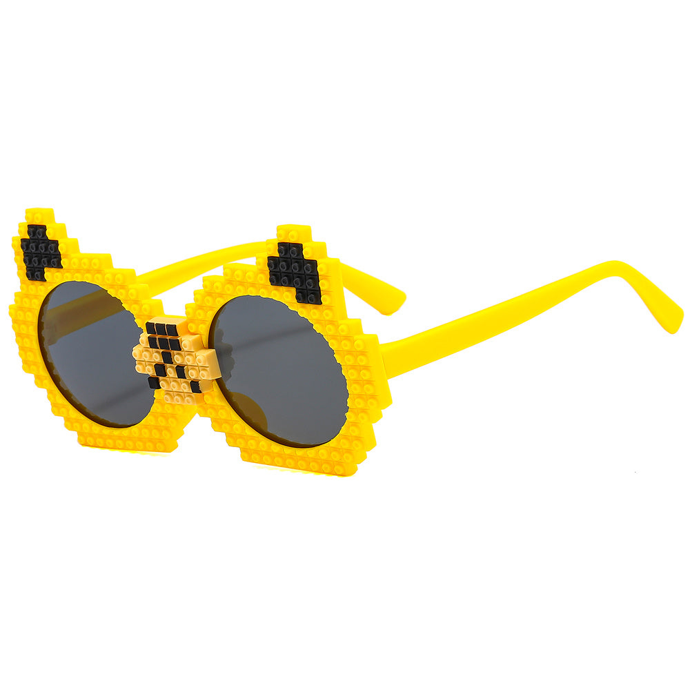 Girls Cartoon Pixel Kitten Sunglasses Soft Silicone Polarized Decorative