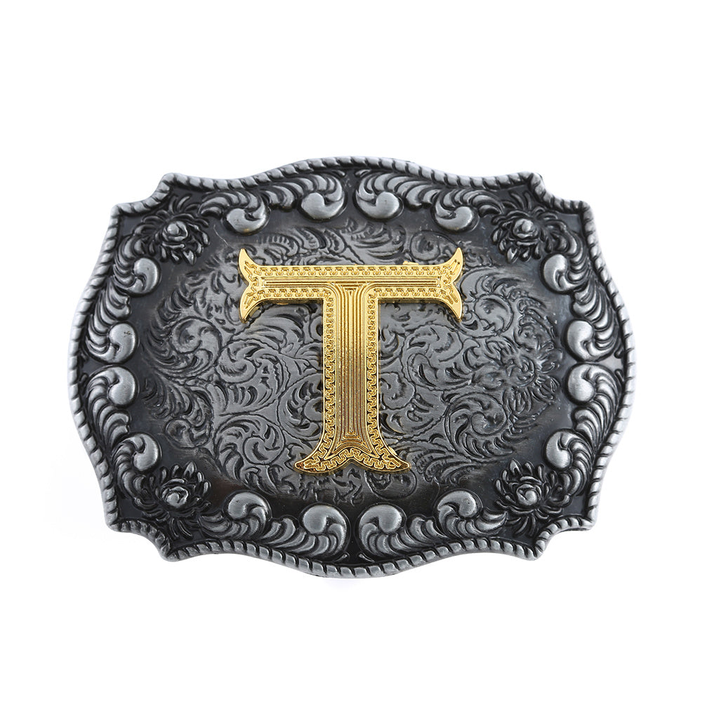 Casual Western Denim Letter T Belt Buckle