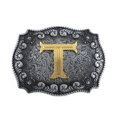 Casual Western Denim Letter T Belt Buckle