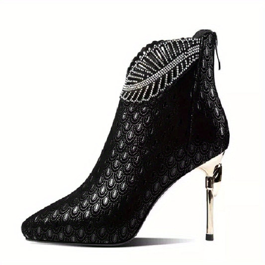 Women's Stiletto Heeled Boots Pointed Toe Back Zipper Pumps