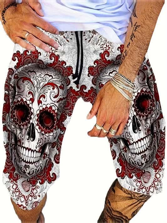 Men's Floral Skull Graphic Shorts Comfortable and Stylish Summer Wear