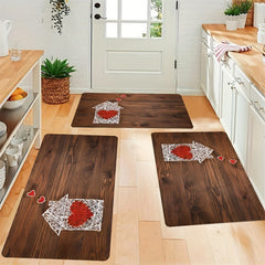 Vintage Wood Print Kitchen Rug Soft Cushioned Anti Fatigue Comfortable Mat